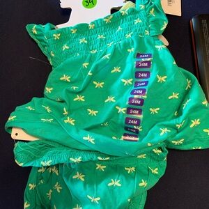 Green Dragonfly Print Toddler Dress